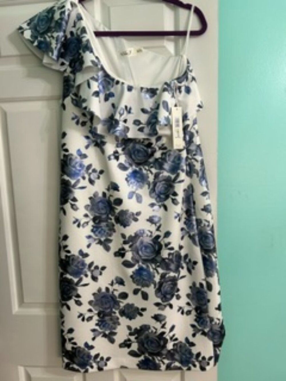 Eliza J. Blue Floral Ruffle Dress NWT-Size 14
